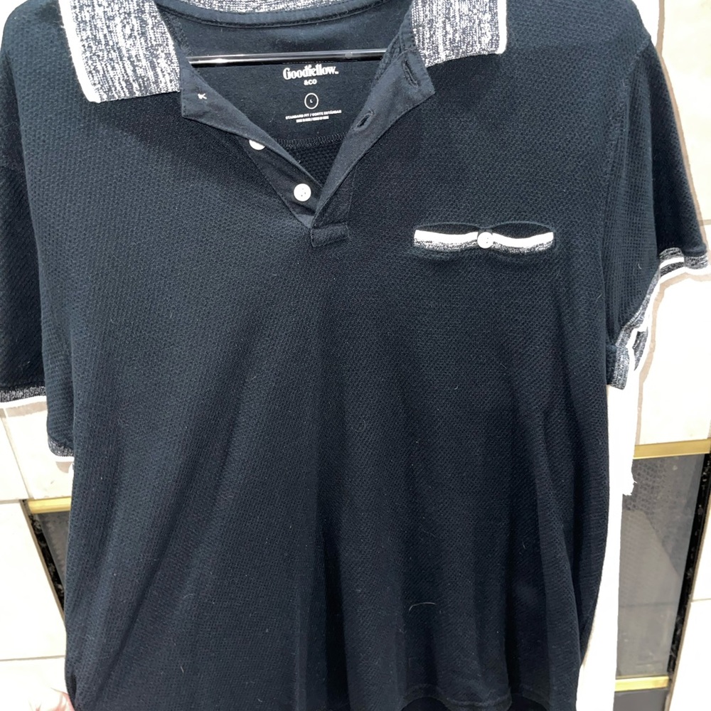 Goodfellow & Co Men's Black and Gray Polo Shirt